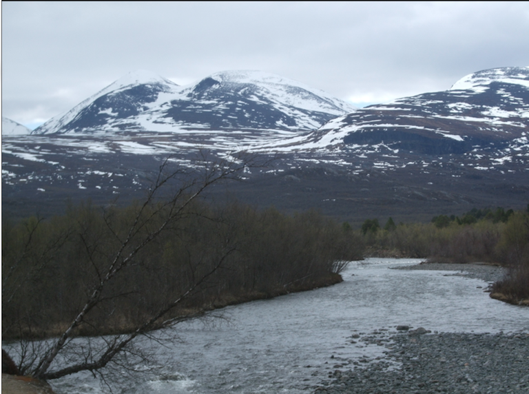 mountain showing uneven distribution of snow in patches "bievlla"